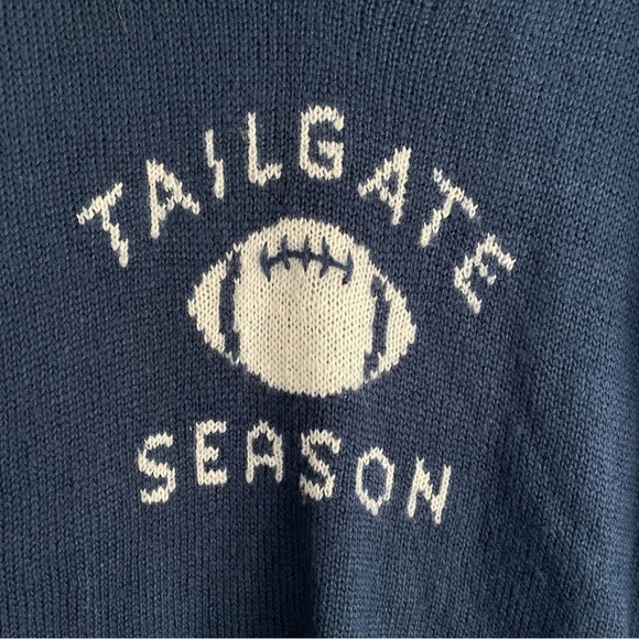 Wooden Ships Tailgate Season Navy Blue White Sweater Mohair Wool Long Sleeve M L - Picture 4 of 10